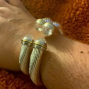 Pair of fashion bangle bracelets, excellent quality (silver tone)